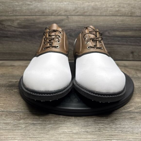FootJoy FJ Leather White Brown Saddle Golf Shoes 45330 Mens 11.5 Wide - Picture 2 of 10
